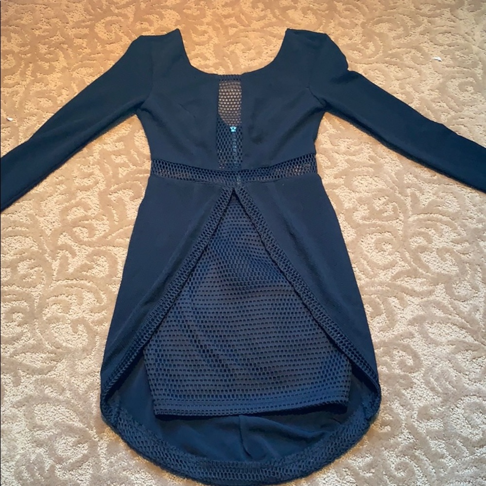 rumor boutique black mesh dress long sleeves